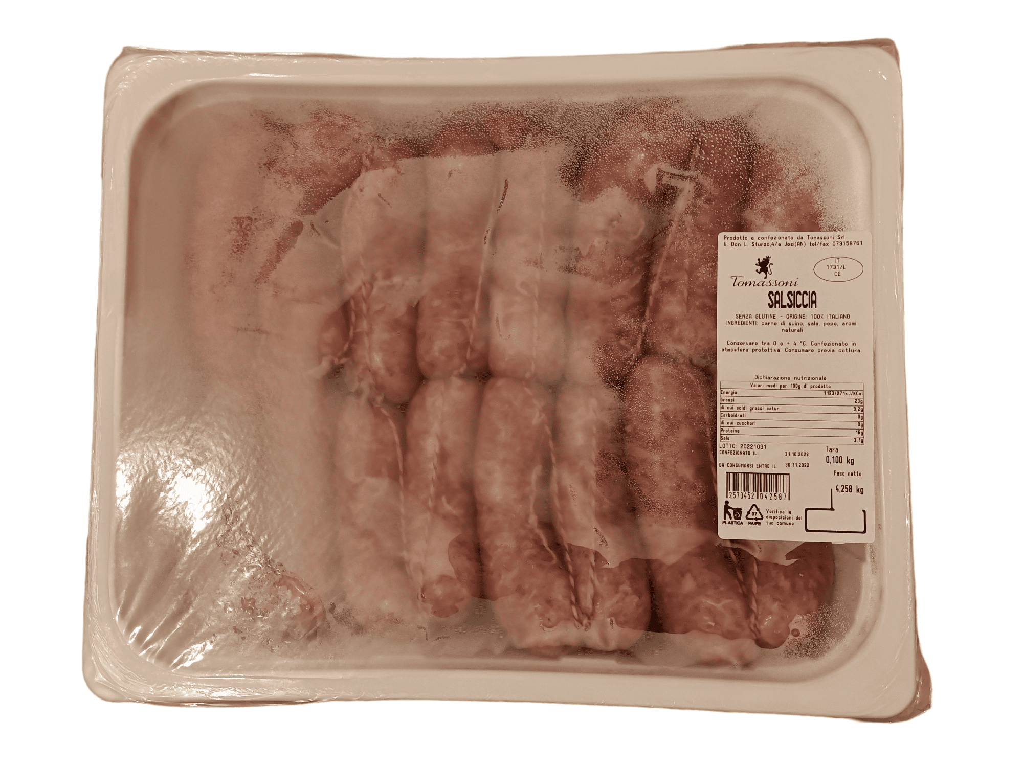 Salsiccia Fresca Di Suino Confezione Sottovuoto Da 4 Kg Circa Di Tomassoni – Salsiccia Fresca